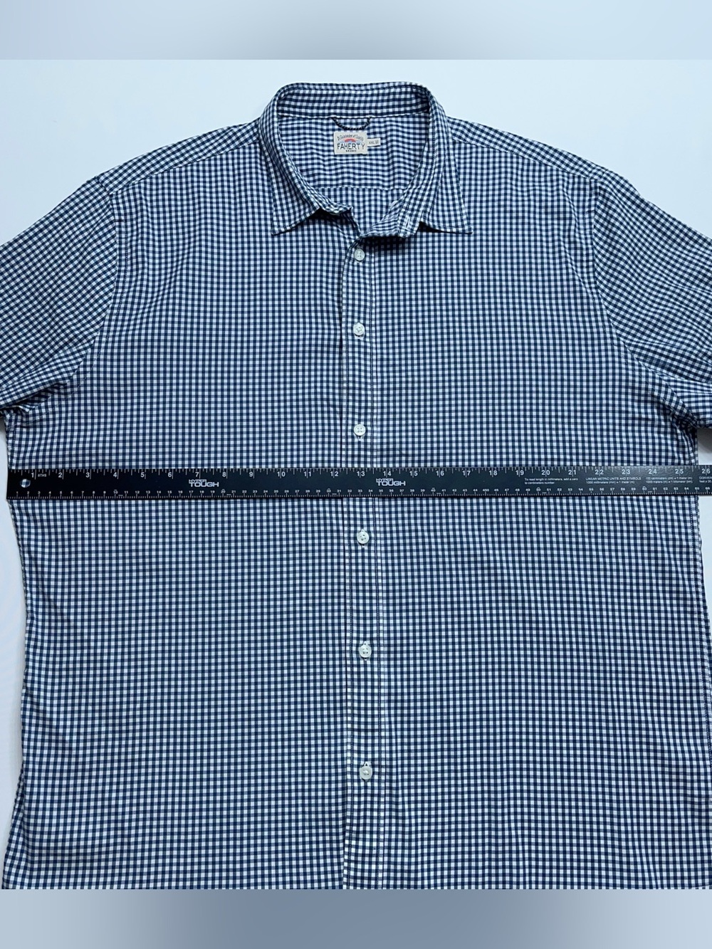 FAHERTY Button Down Shirt Mens Size XXL Long Sleeve Blue Check Huckberry - Picture 8 of 13